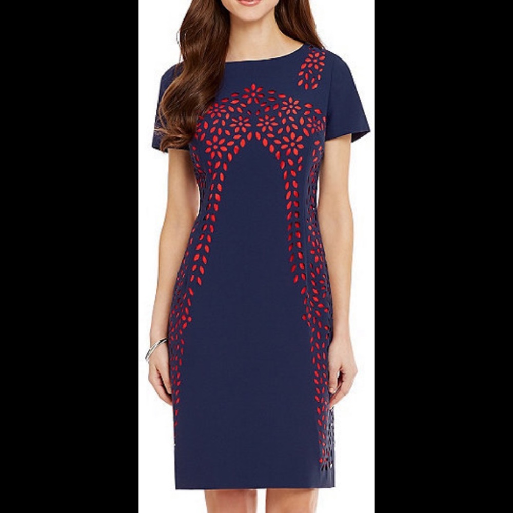 Antonio Melani Neve Blue/Poppy Laser Cutting Dress